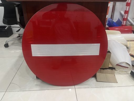 Biển báo giao thông cấm đi ngược chiều tôn kẻm 70cm decal tổ ong - Ảnh 4
