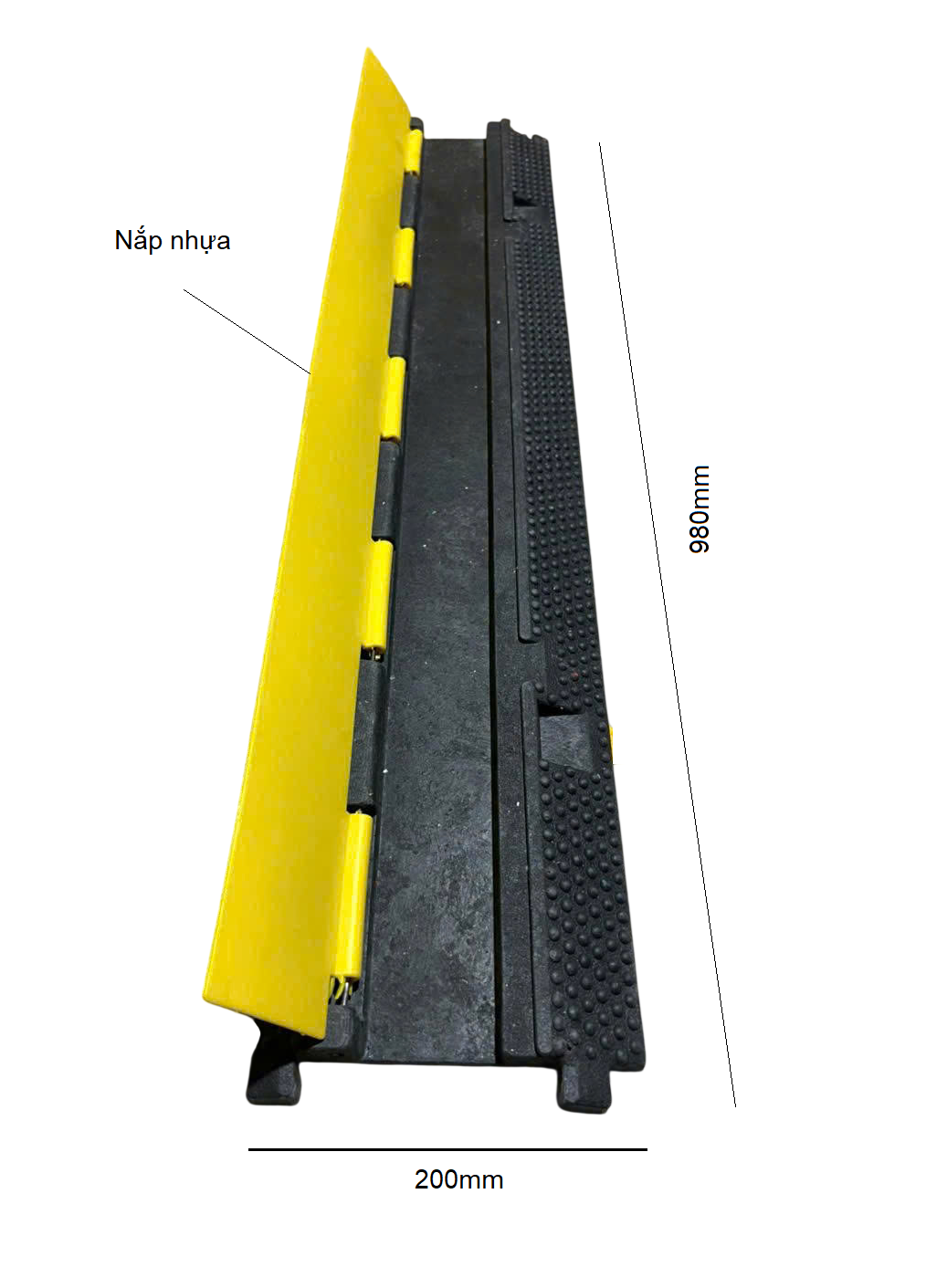 Gờ cao su bảo vệ cáp điện 1 rãnh cao 45mm x W200 x L1000mm - Ảnh 2