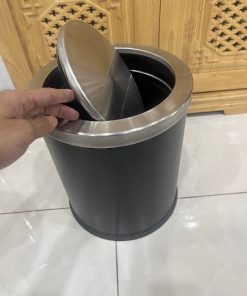 Thùng rác bập bênh phi 250 x H305mm đen trắng